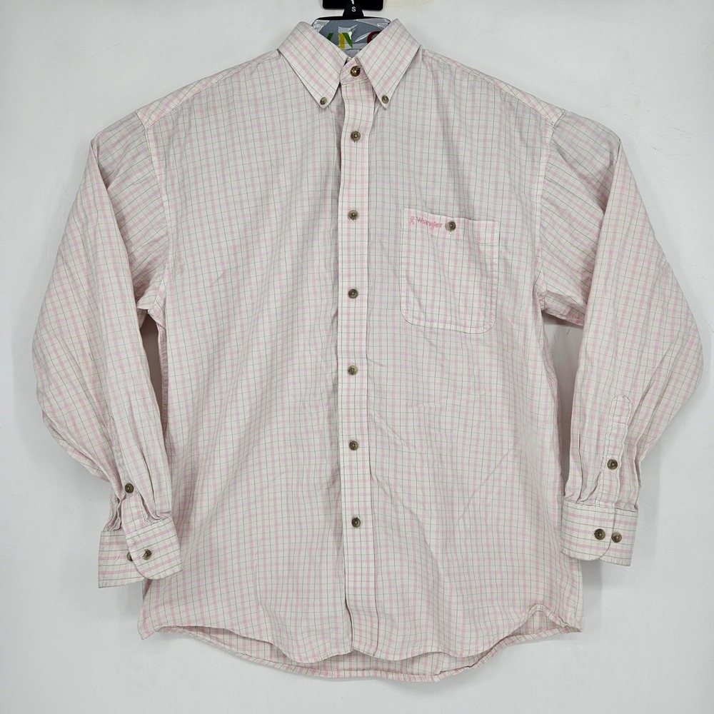 Wrangler Shirt Mens Large Breast Cancer Awareness Pink Button Down Long Sleeve